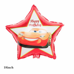 Foil Balloon - Star - Cars, Happy Birthday